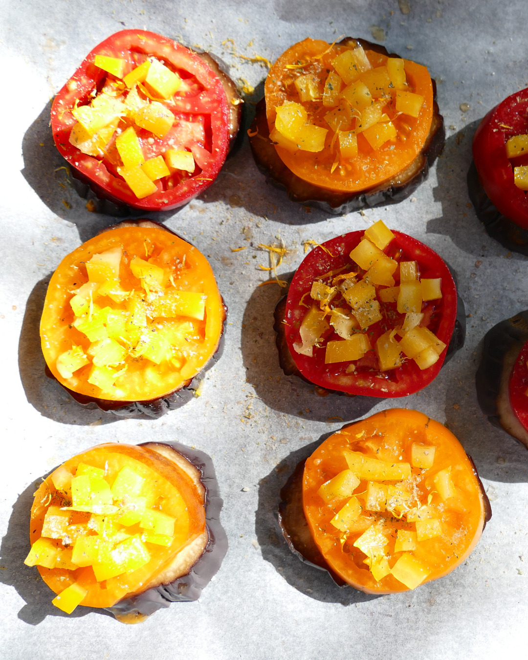 Troisième étape recette mini-pizza d'aubergine